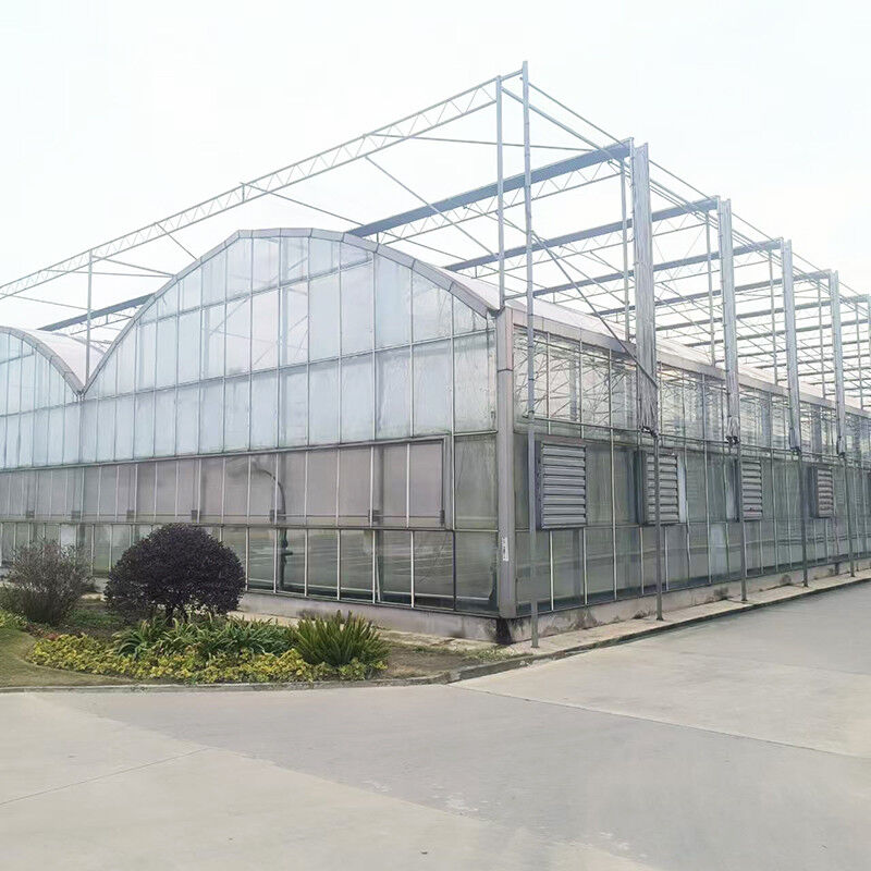 Moldeado de techo triangular comercial de múltiples tramos Gran túnel de vidrio Casa de flores de cultivo invernadero gótico